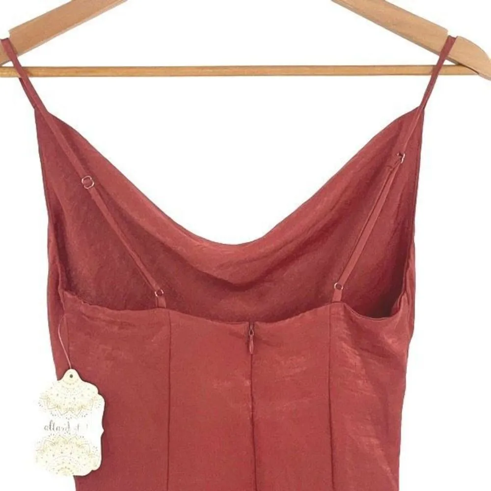 Altar'd State Anniston Cowl‎ Neck Satin Cami Mini Dress Red Salmon XS NWT - Image 5