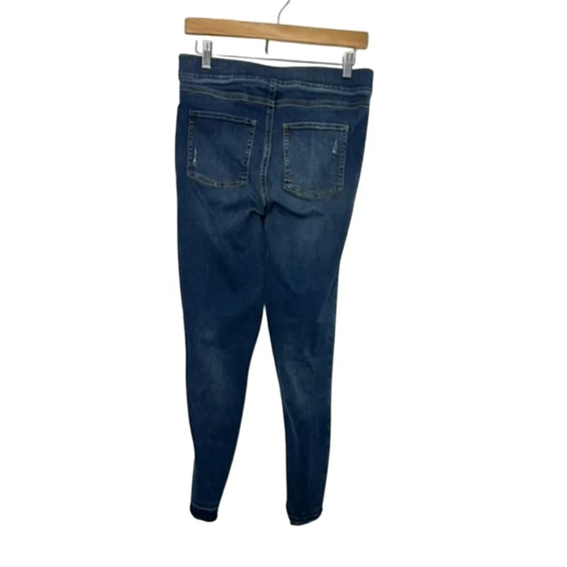 Spanx Distressed Skinny Raw Hem Medium Wash Jeans Women's Medium - Image 6