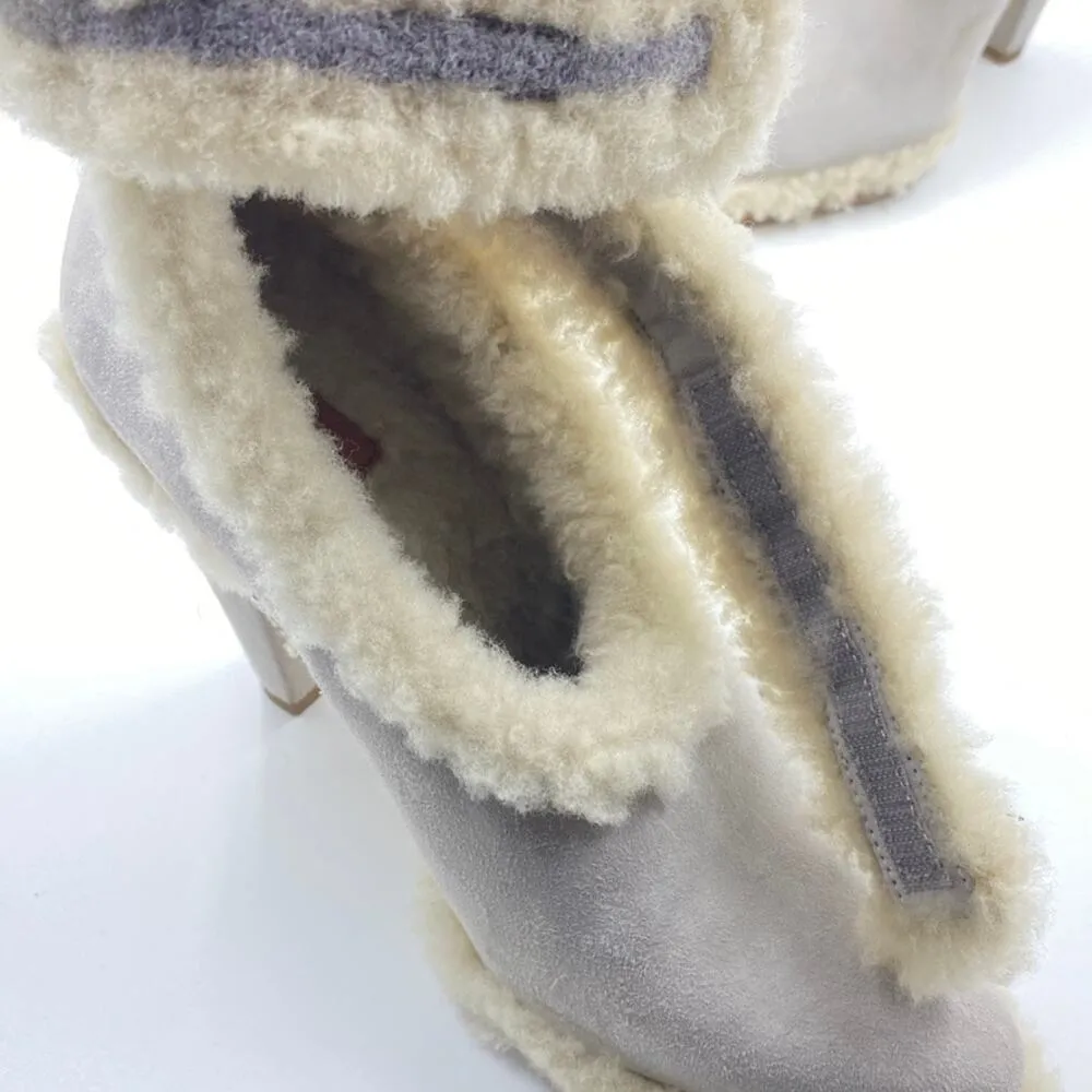 Chloe Womens Ethereal Pump Shearling-Trimmed Suede Pumps Ankle Strap Size 5.5 - Image 13