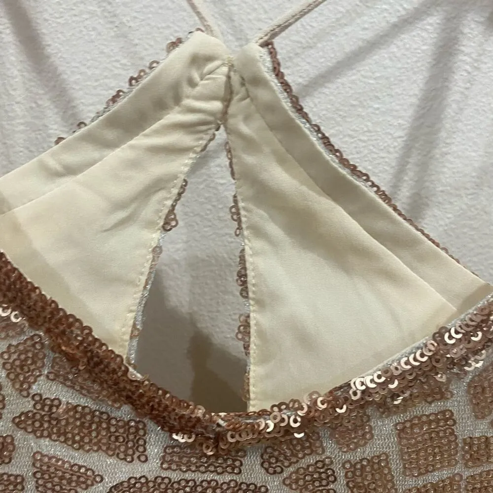 Saylor Shona Rose Gold Sequin Holiday NYE Party Dress Size M - Image 4