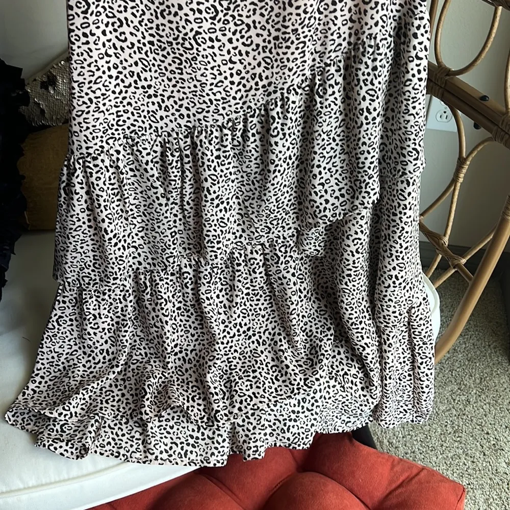 WHO WHAT WEAR pink leopard ruffle dress - Image 5