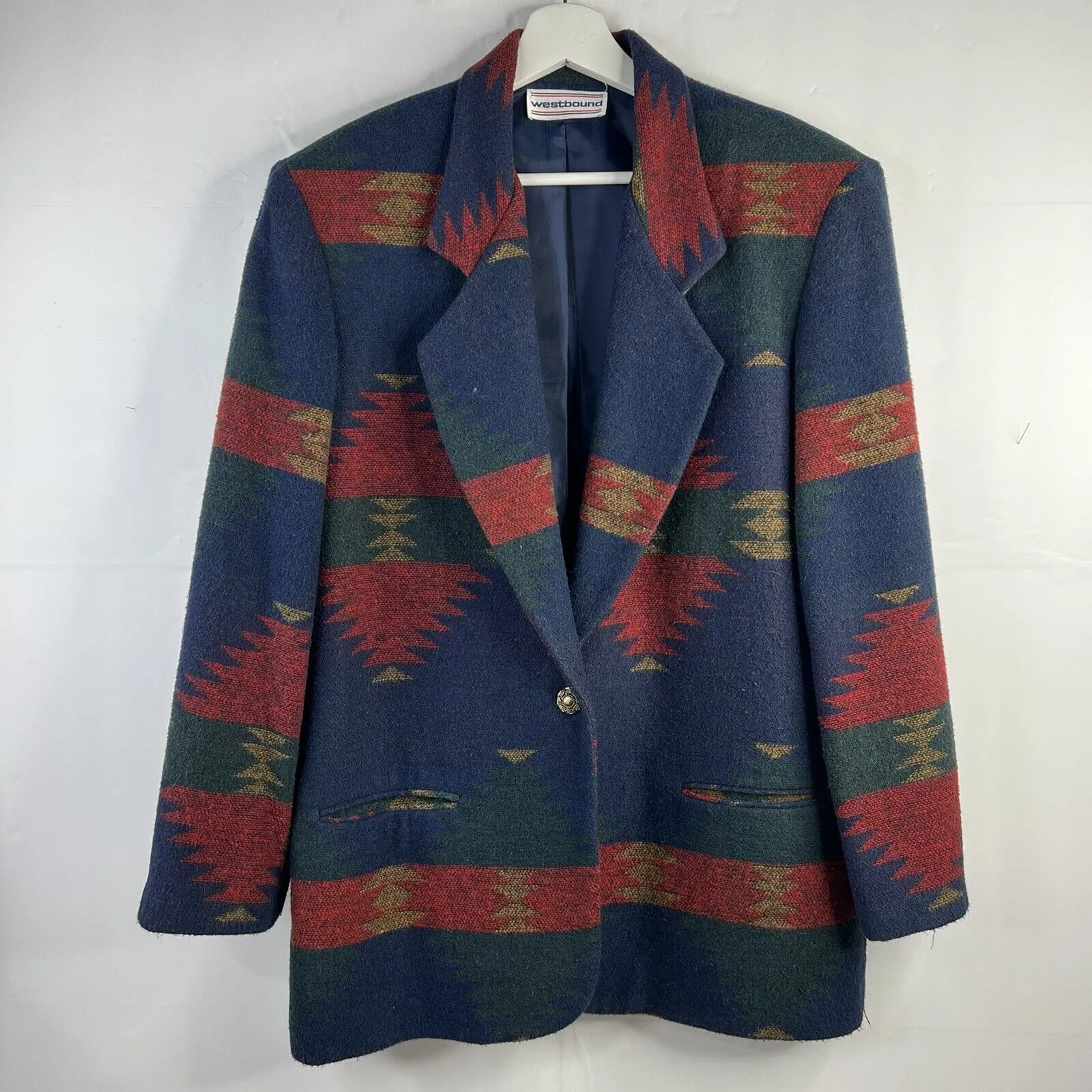 Vtg Westbound Sz L ? Blazer Jacket Southwest Aztec Print Pattern Single Button Size L - Image 2