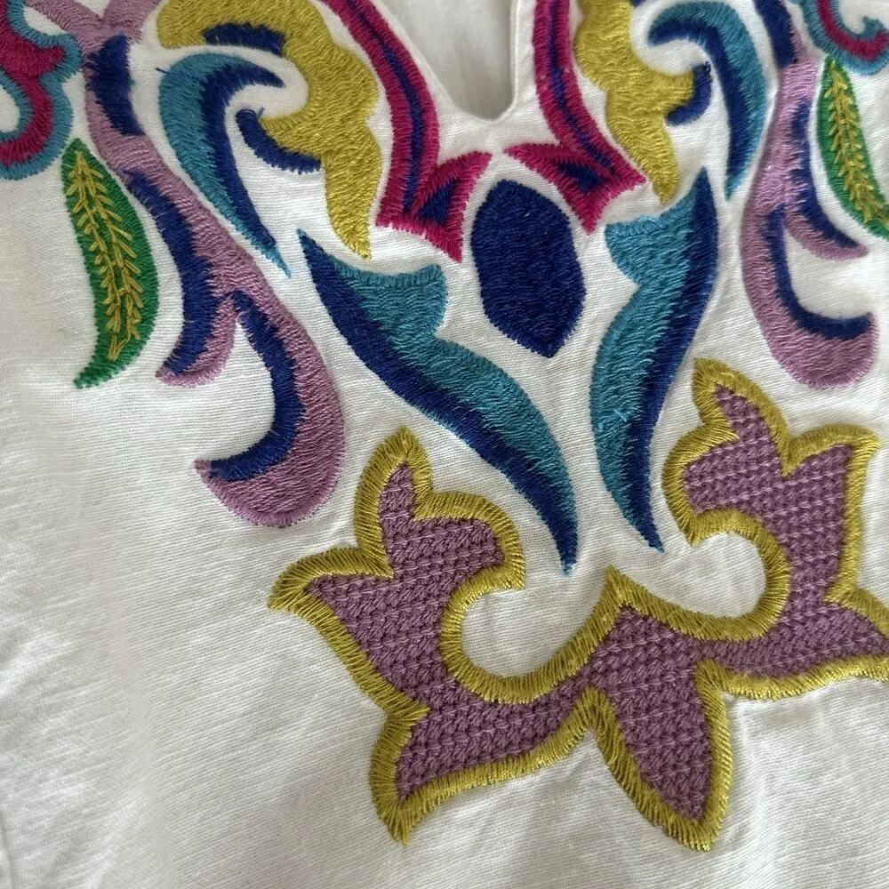 Anthropologie Maeve Olympia Dress XS Embroidered Cotton Linen Tunic Boho Resort - Image 15