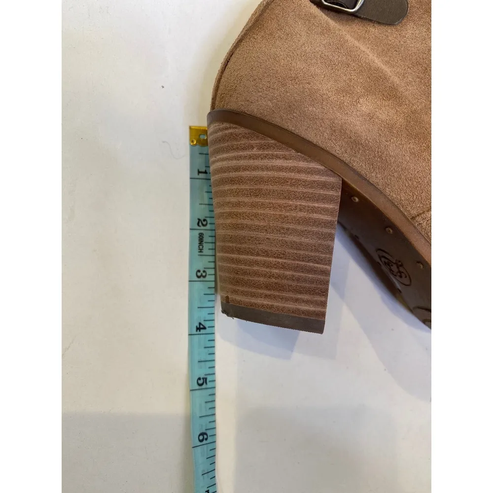 Lucky Brand Echoh Sesame Lace Zipper Ankle Bootie Heels EUC Sz 7.5 Leather Suede - Image 8