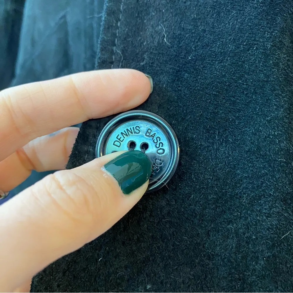 Vintage 1990s Dennis Basso Black Belted Genuine Leather (Suede) Jacket - Image 7