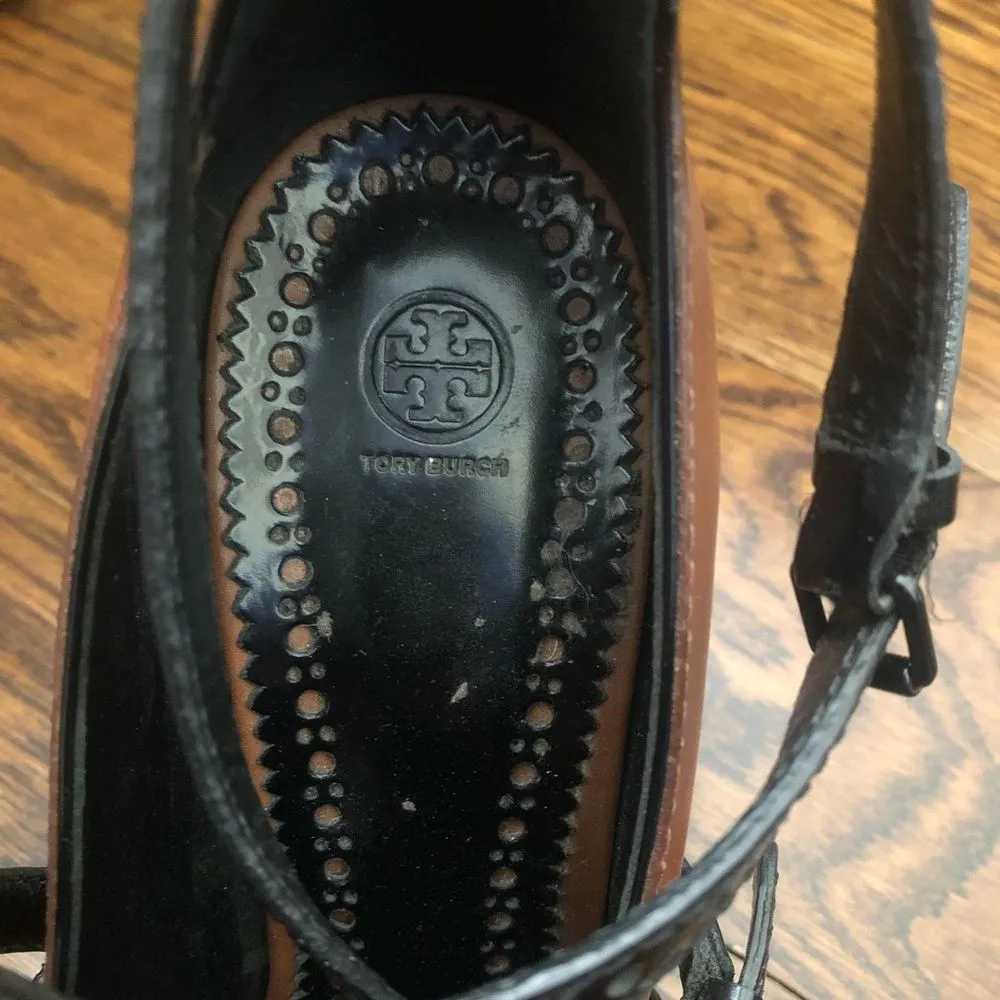 TORY BURCH Women’s Judith Honey Brown and Black Size 9M Stiletto Heels - Image 9