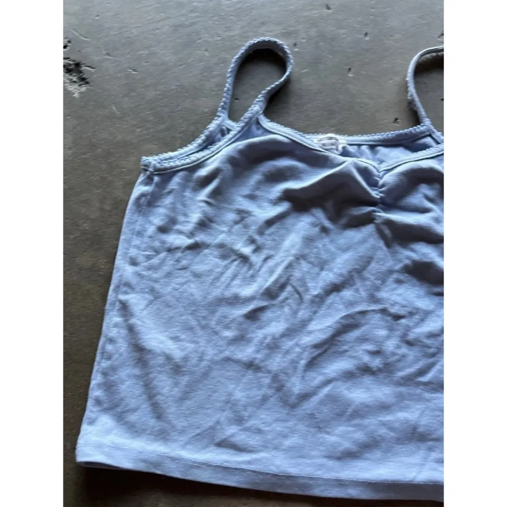 Vintage Cotton On Blue Women's Crop Knitted To Size XL T-Shirt - Image 7