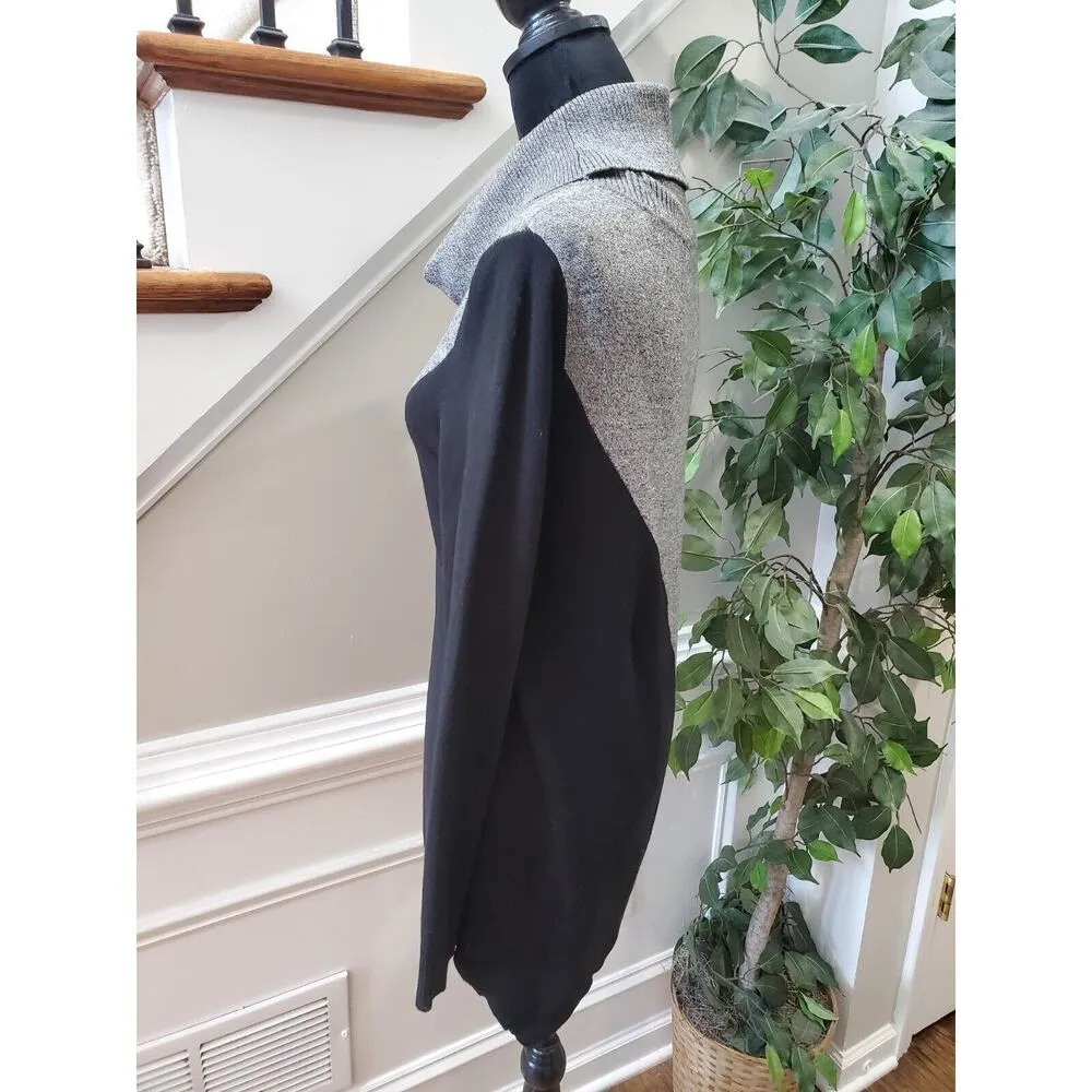 Calvin Klein Women's Gray & Black Rayon Turtle Neck Long Sleeve Knit Sweater S - Image 5