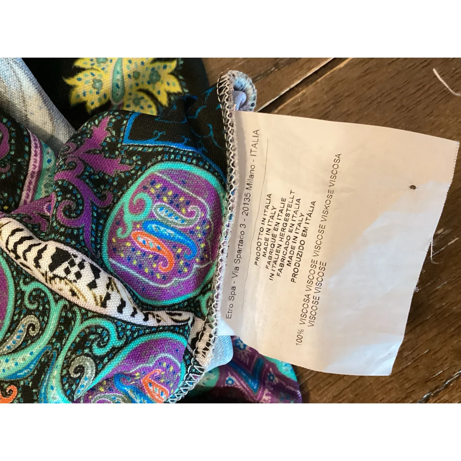 Etro ornament Paisely scarf floral faux wrap 3/4 sleeve midi dress 42 Purple Size undefined - Image 3