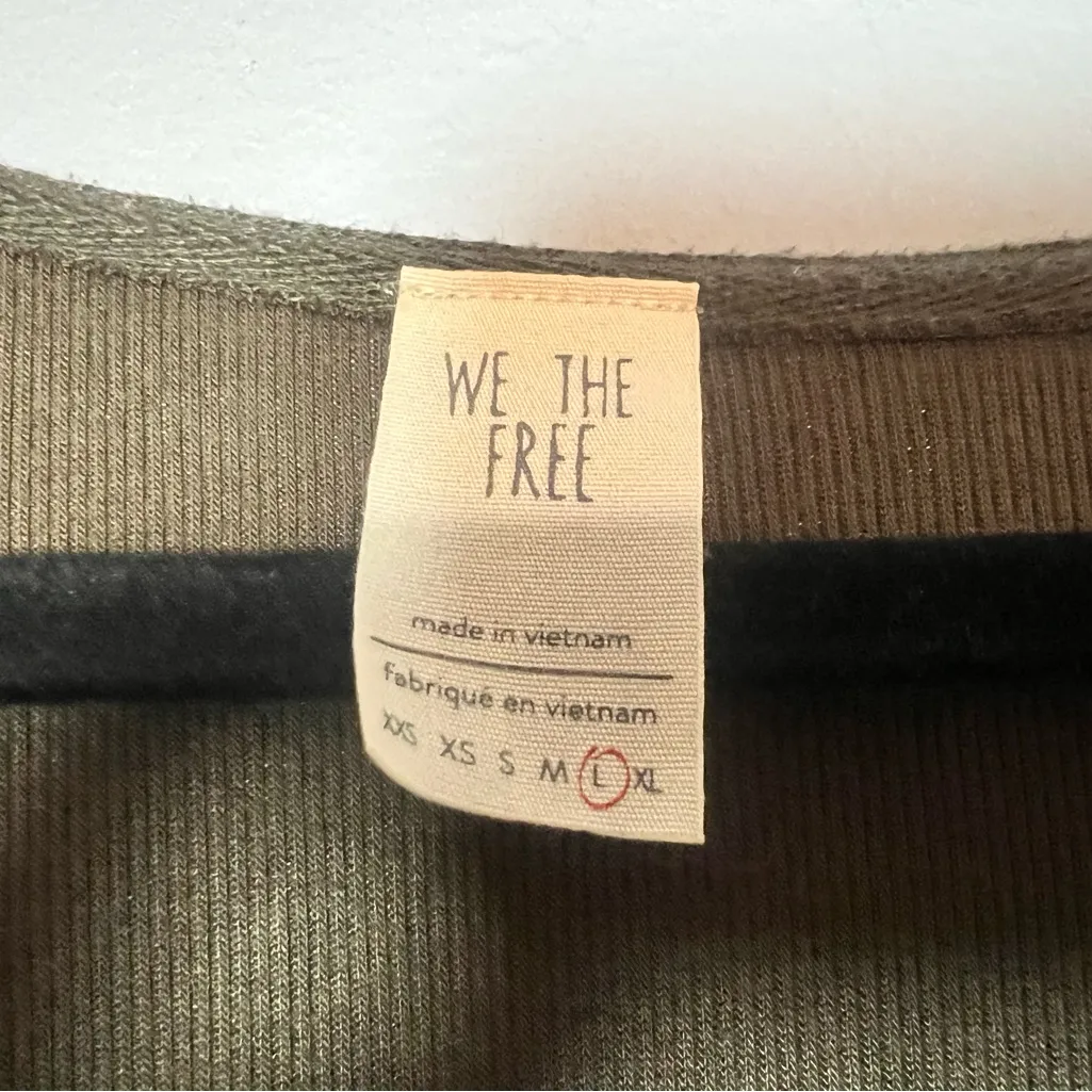 We The Free People Love Valley Long Sleeve Top Scoop Neck Olive Green Large - Image 6