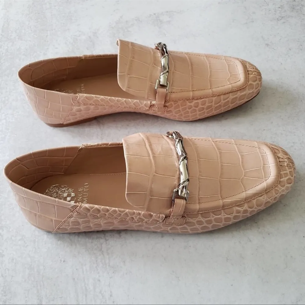 NEW Vince Camuto Perenna Croc Embossed Leather Convertible Loafer Blush Pink 7 - Image 4