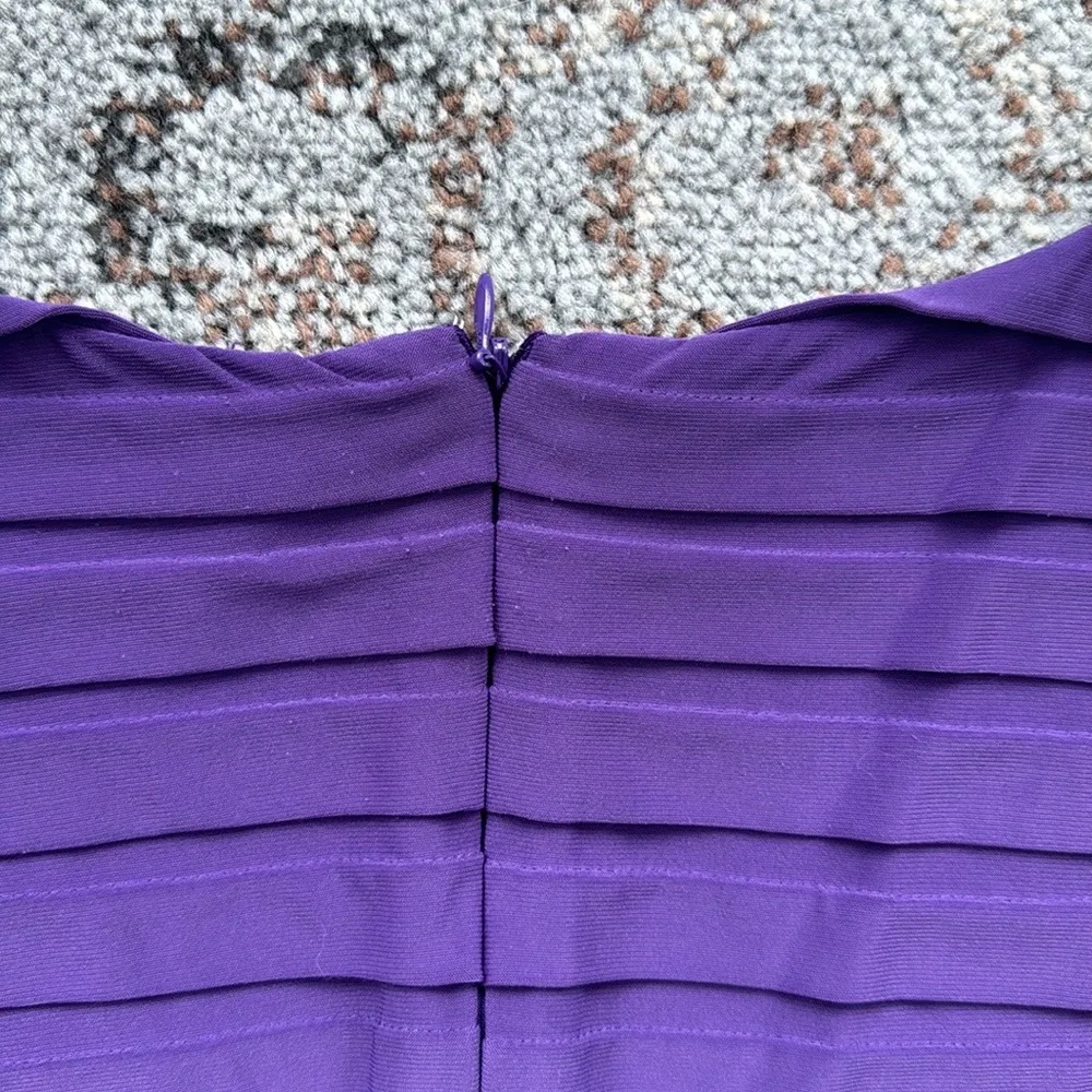 Adrianna Papell Woman Tiered Midi Sheath Dress with Flutter Sleeves Purple 16W - Image 5