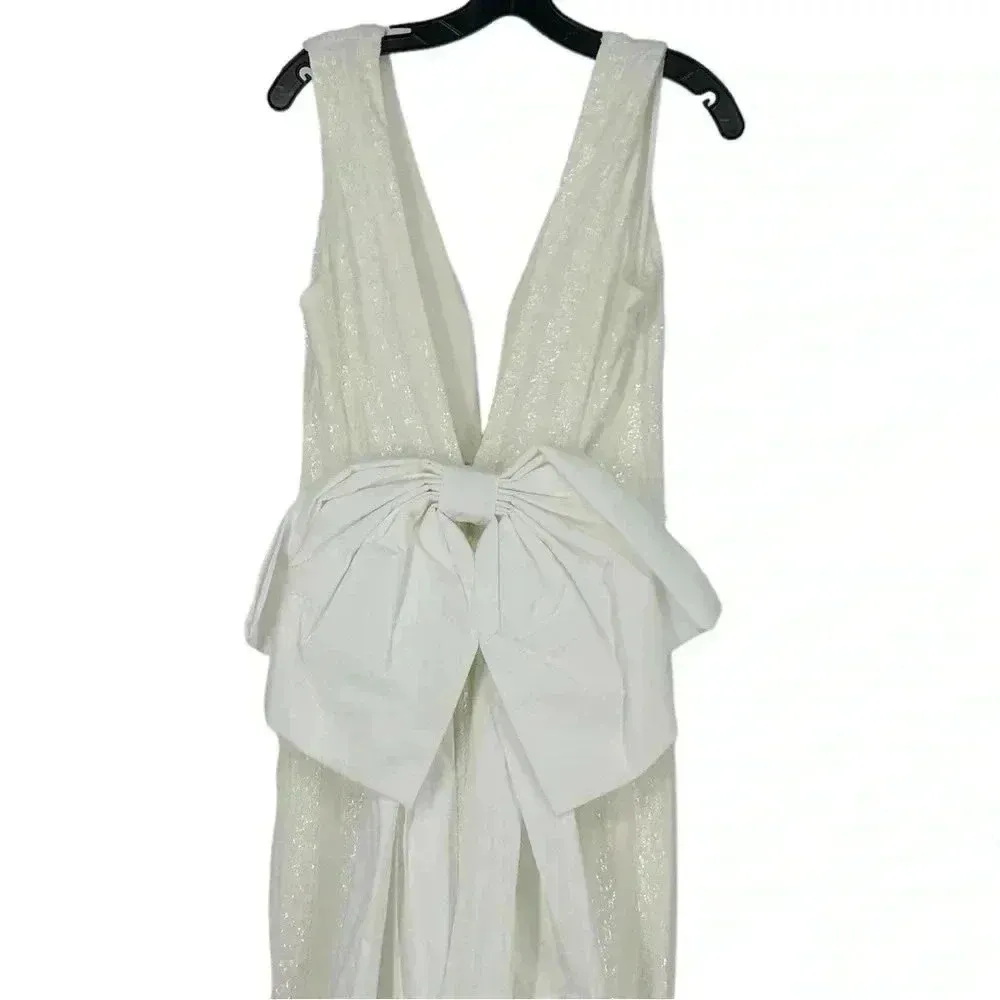Rebecca Vallance Davina Bow Wedding Gown Ivory Mermaid Sequin Dress Sz 6 NWT White - Image 11