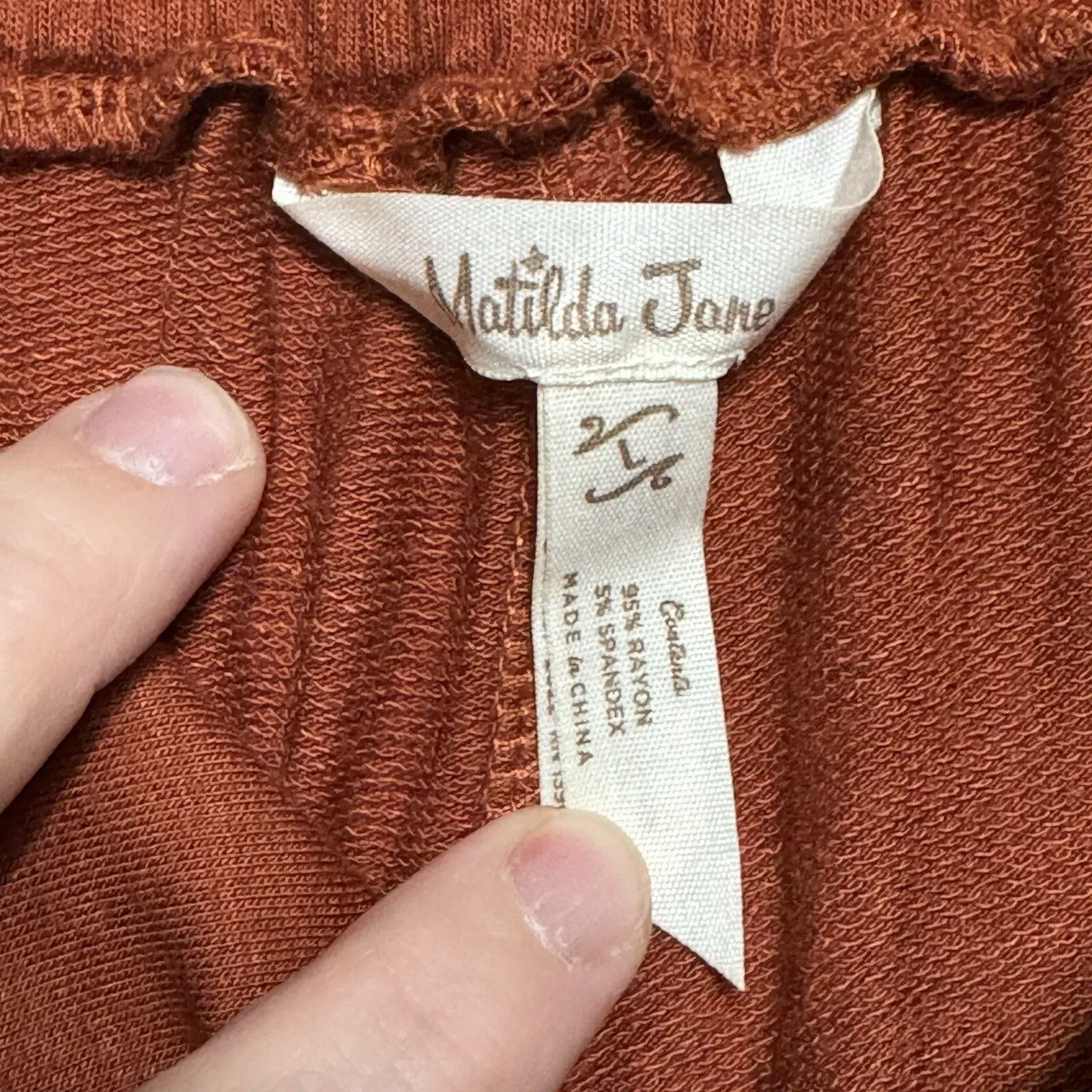 Matilda Jane Heart to Heart Warm Welcome Orange Wide Leg Knit Pants Women’s L - Image 3