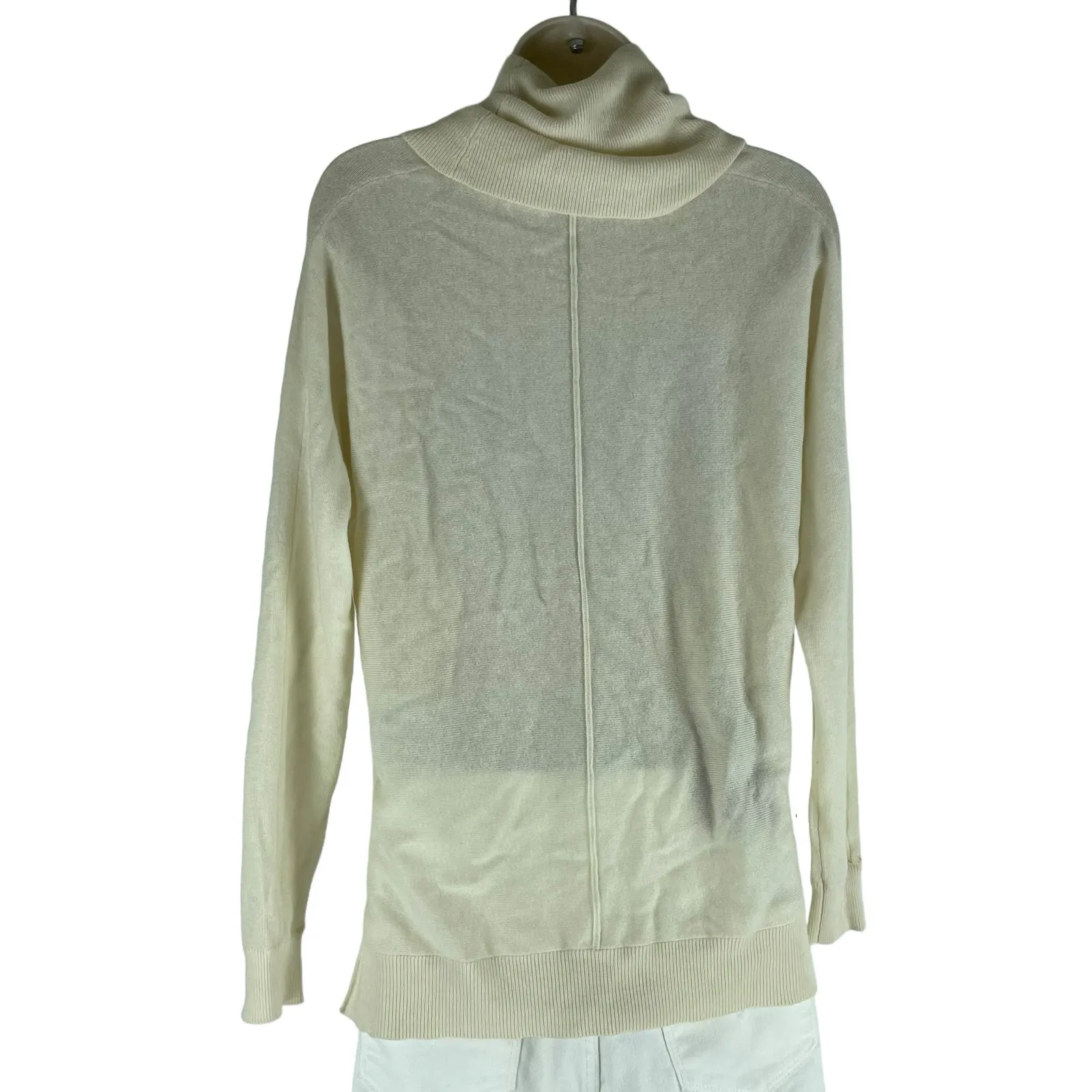 Vince Seamed Cowl Neck Wool Cashmere Sweater Ivory Boxy Size XXS - Image 6