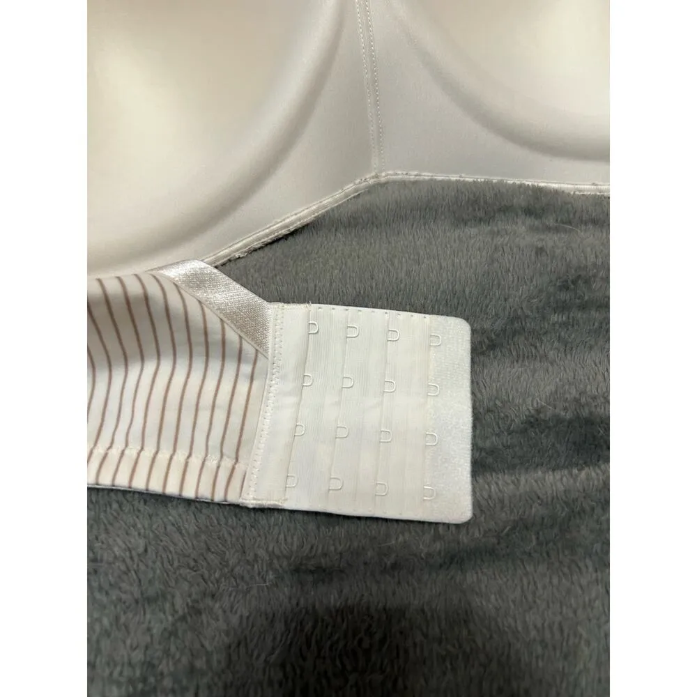 Cacique Simply Wire Free T-shirt Bra, cream with gold stripes and lace, 42DD - Image 8