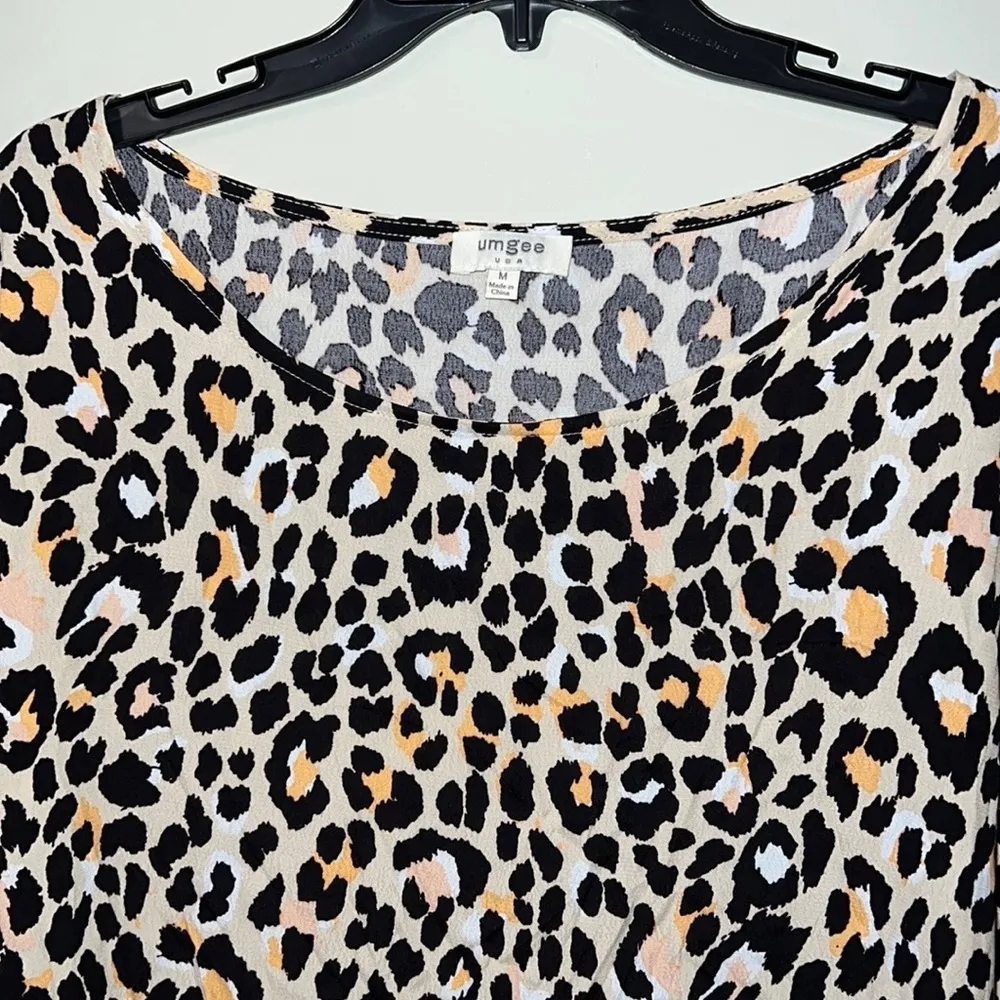 UMGEE medium womens tunic animal print top short sleeve dressy top blouse - Image 7