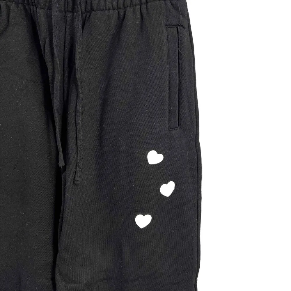 The Local Love Club Black Elastic Retro Heart Graphic Sweatpants Relaxed Med New - Image 4