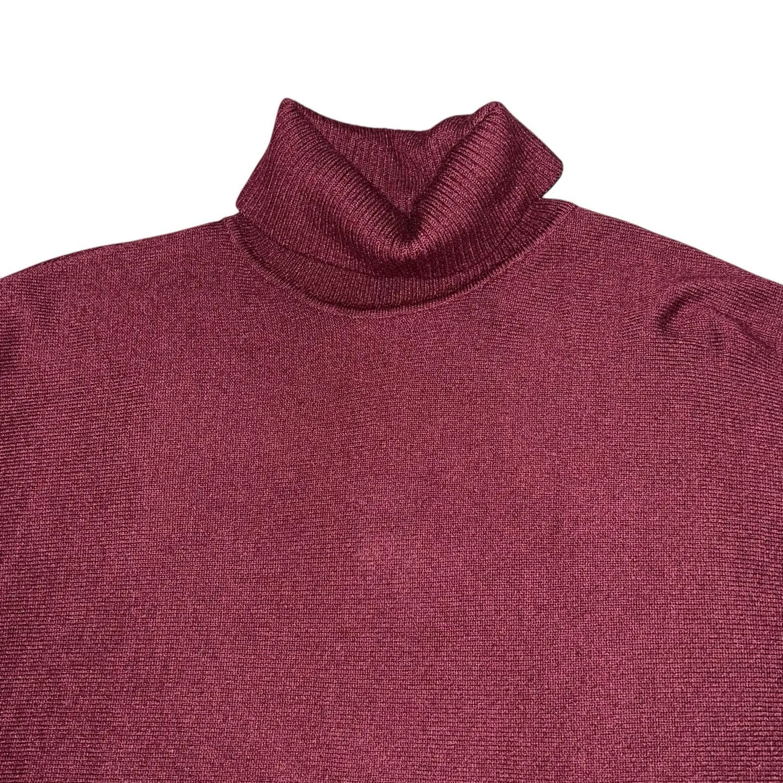 Joseph A. Women's Large Port Red Ribbed Trim Turtleneck Pullover Sweater Boxy - Image 4