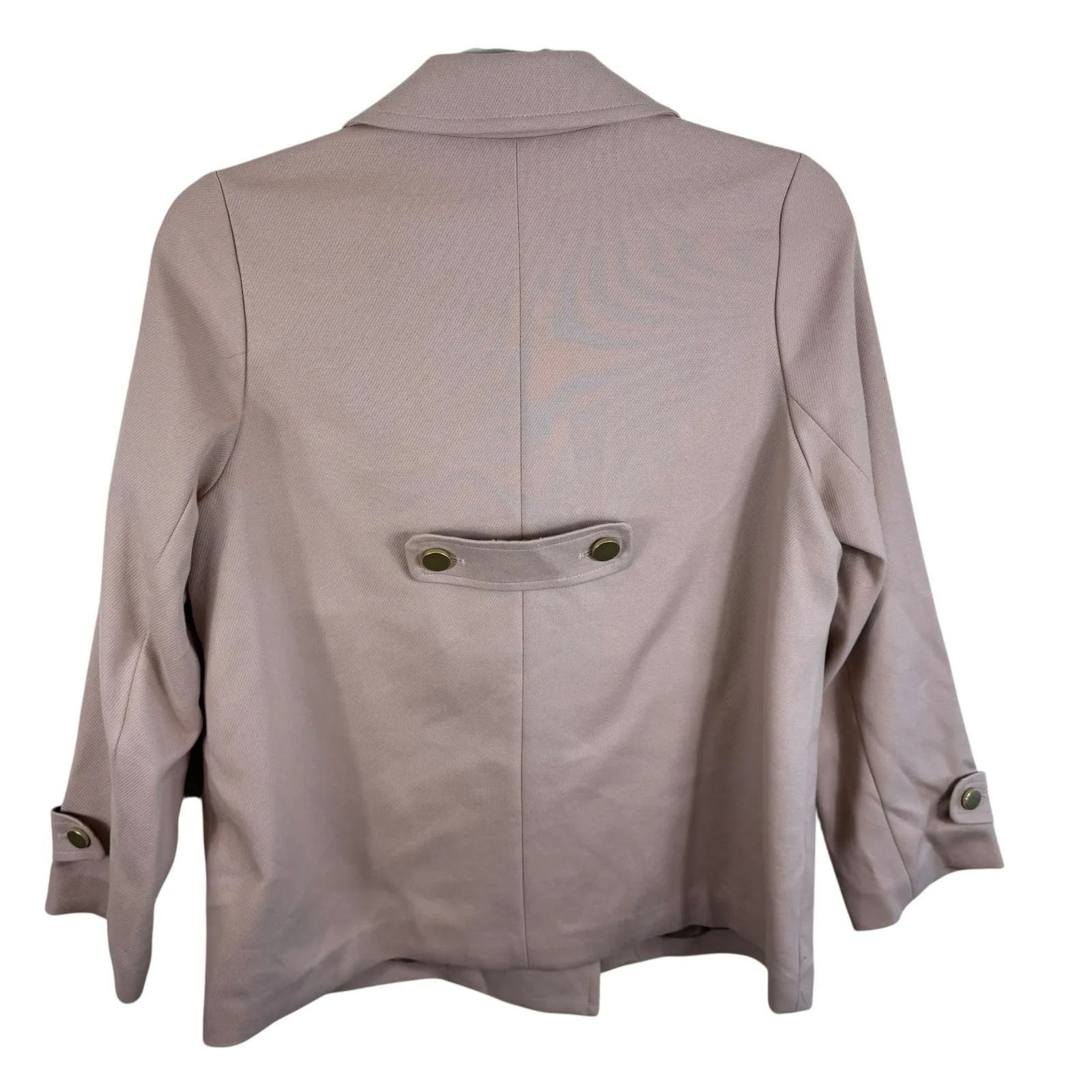 GAP Cotton Pale Pink Gold Button Double Breasted Lined Swing‎ Pea Coat Size L - Image 2