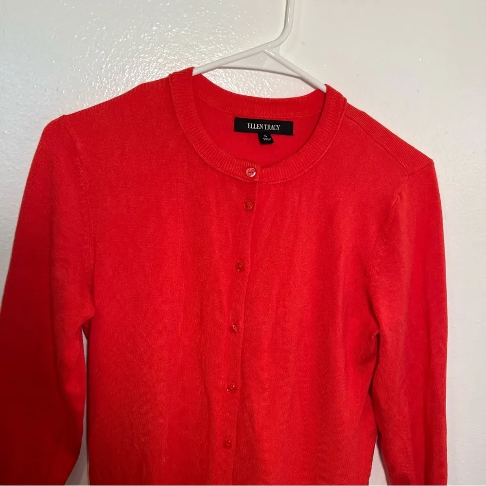 Ellen Tracy Cardigan Sweater Red Pink - Image 4