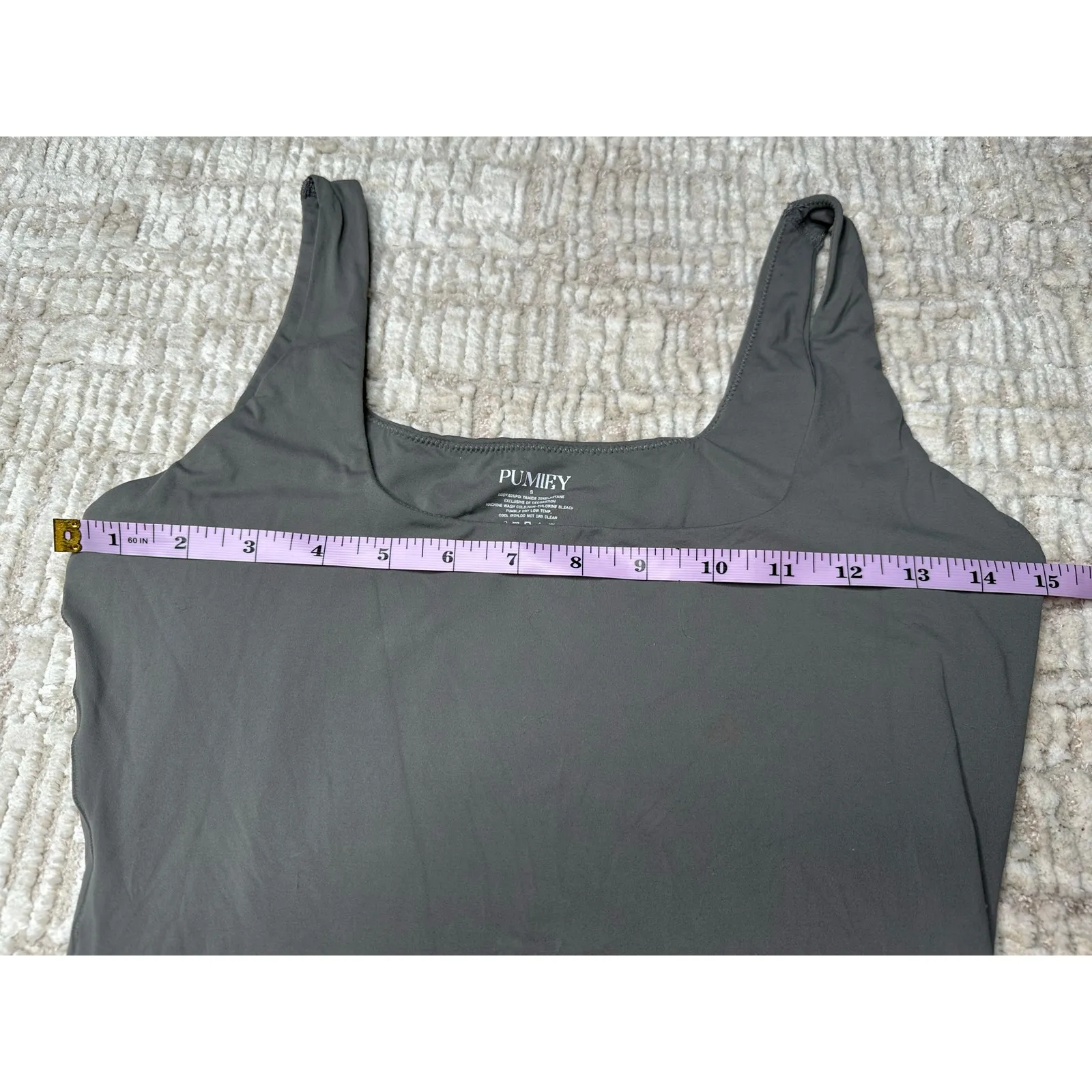 Pumiey: Gray Square Neck Tank - Image 7