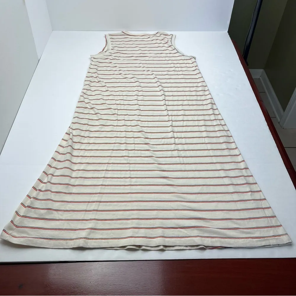 The Great. Cream Striped Sleeveless Maci Dress 100% Cotton Women SZ 2 *TINY FLAW - Image 11