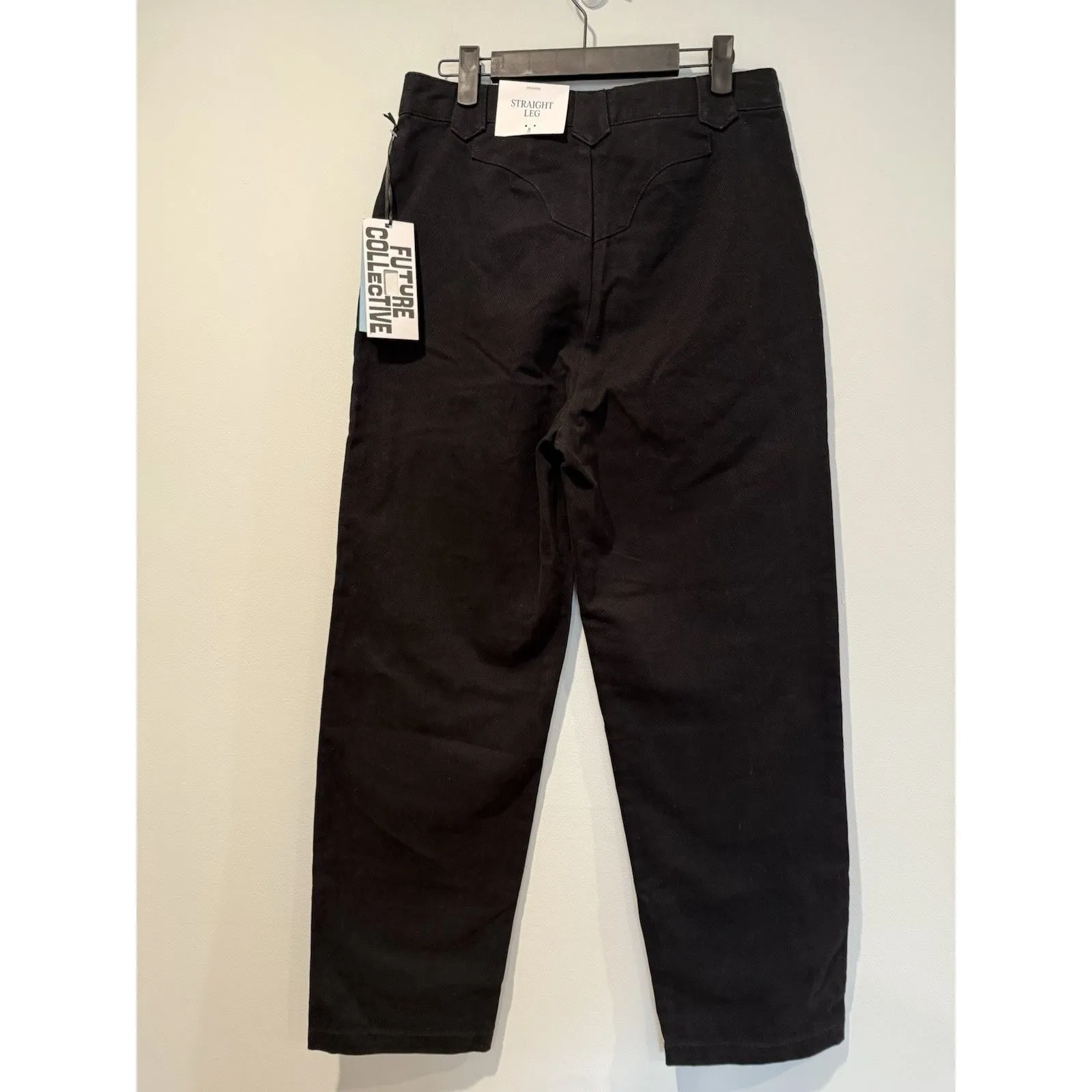 NEW Future Collective Pants Women 8 Blk Straight Leg High Rise Workwear Minimal Black - Image 4