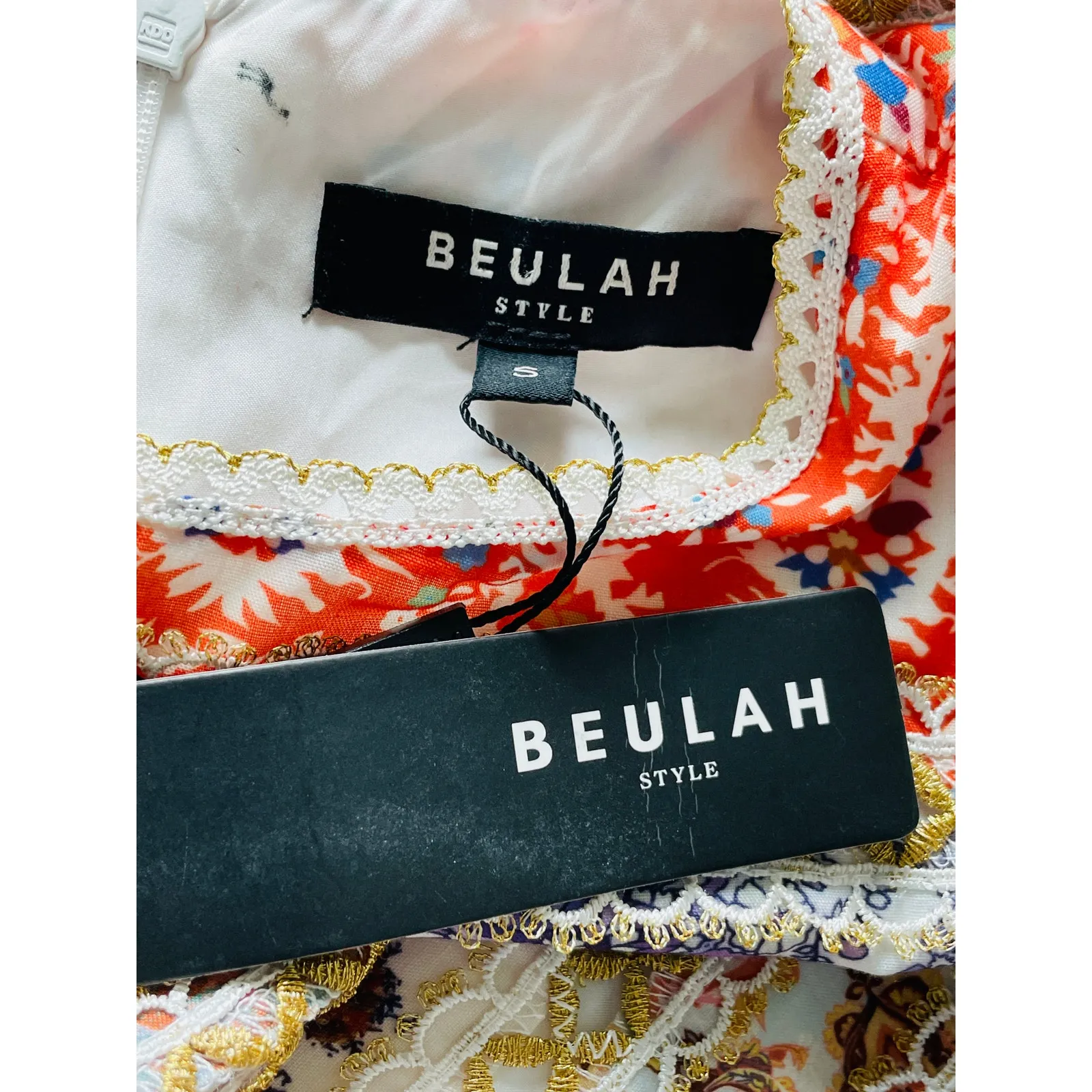 Beulah Mini Dress Striped Paisley Patchwork Small - Image 3