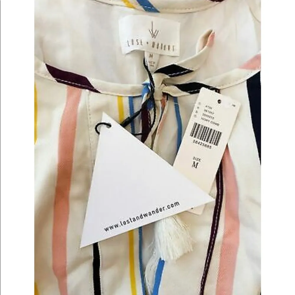 LOST + WANDER REVOLVE NWT CORY Cream Blue STRIPED Boho MINI DRESS MEDIUM - Image 3