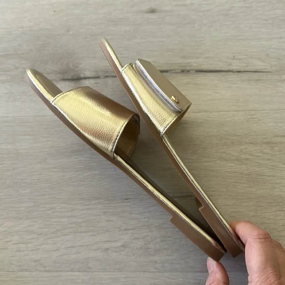 New York and Company Adelle Flat Sandal Gold 10 NWT IN BOX - Image 9