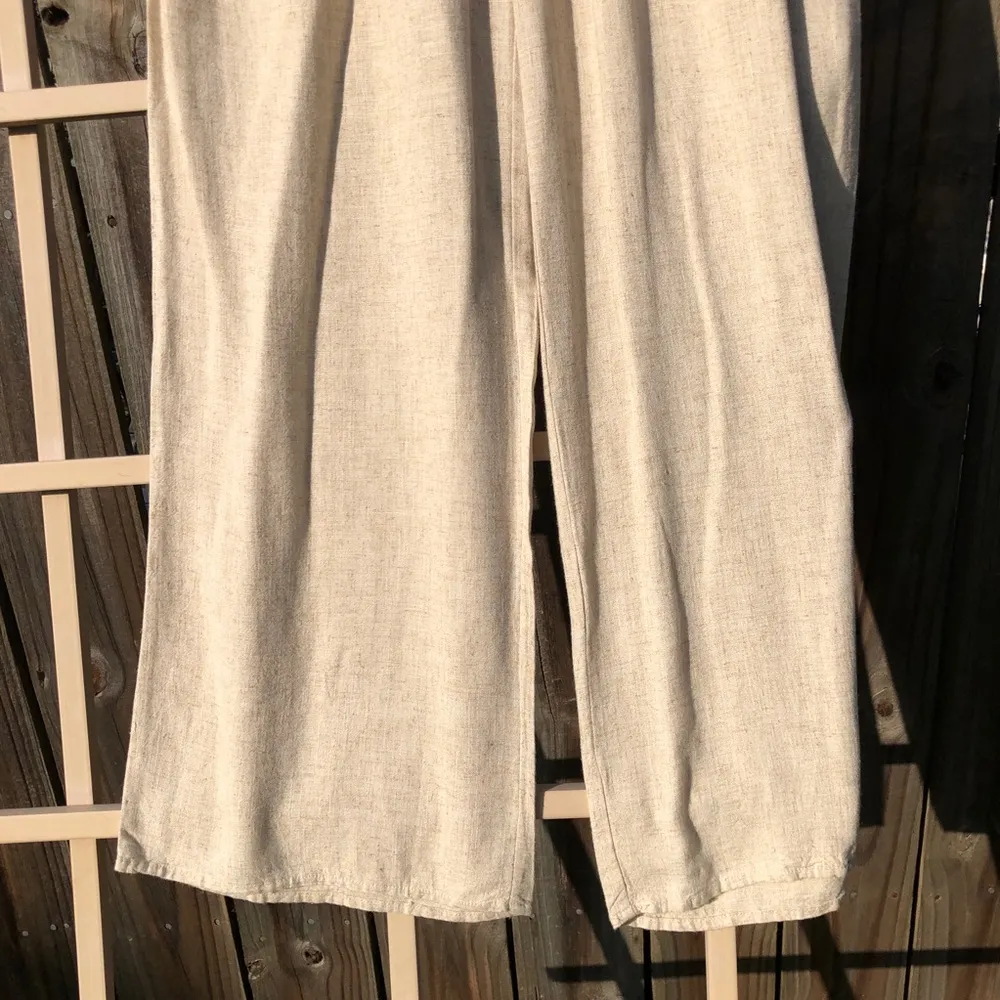 NEW HUNTER & BROWN Linen Blend High Rise Wide Leg Pants S Tan - Image 2