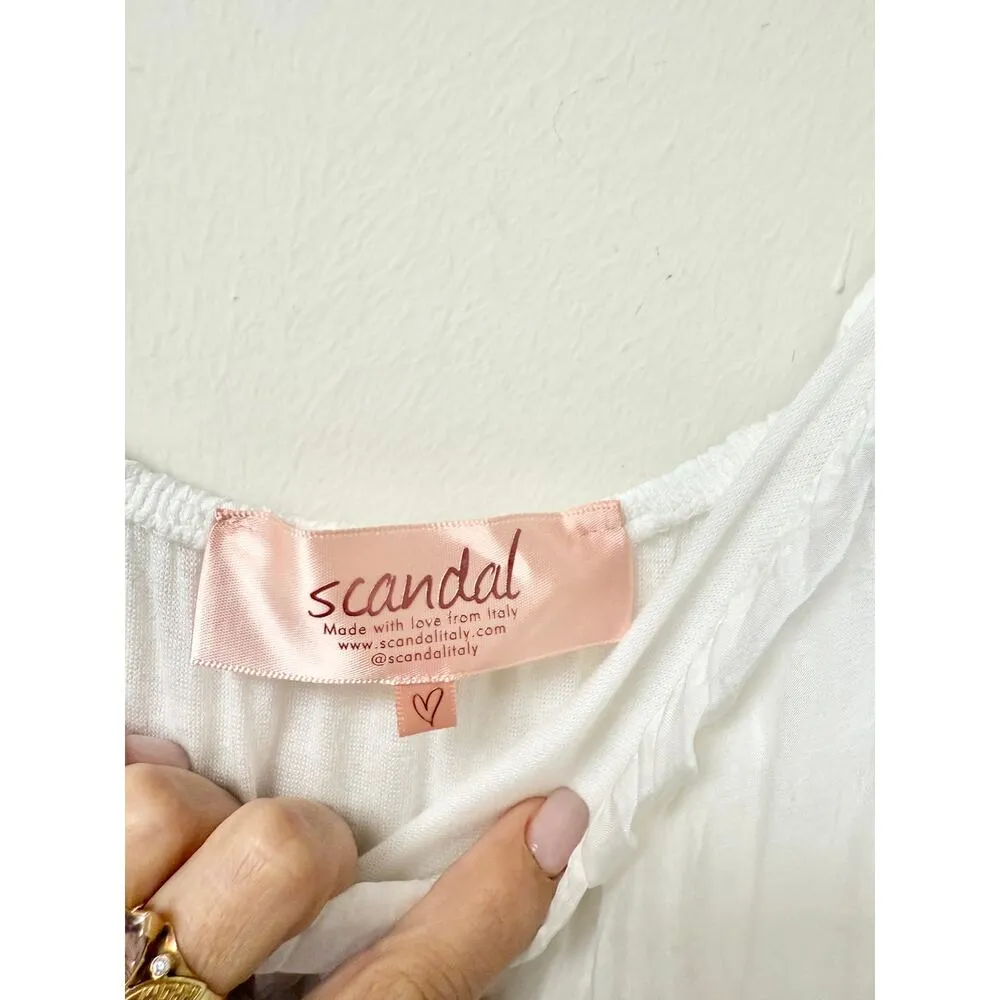 Scandal Sleeveless Spaghetti Strap Scoop Neck Blouson Maxi Dress White Women's M Size M - Image 2