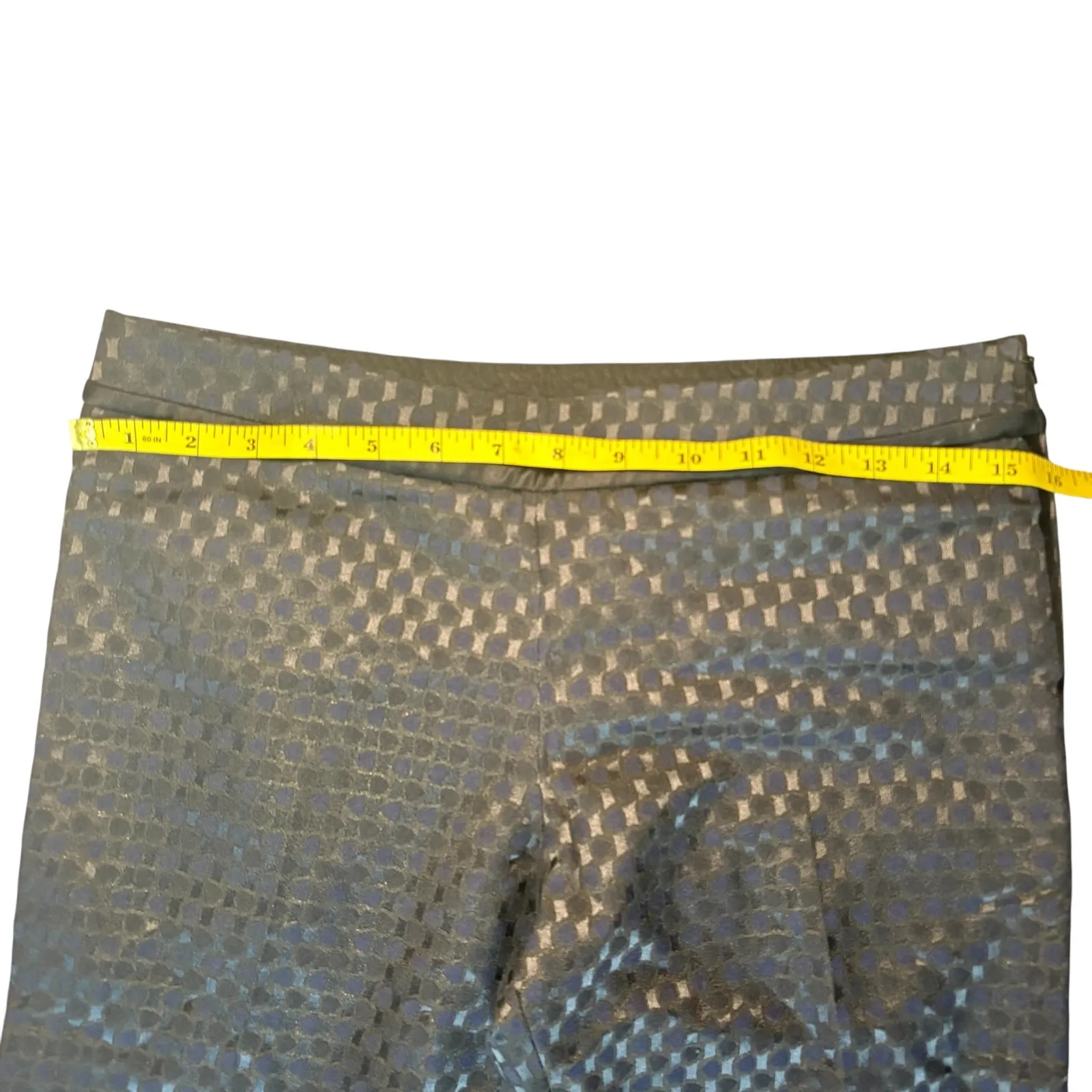 Tory‎ Burch Madison Pant Phantom/Tory Navy Black Textured Cropped Flare Size 2 - Image 6