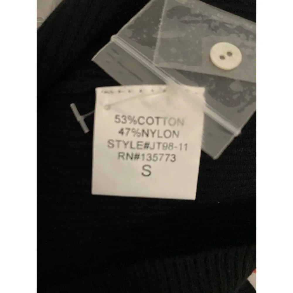 NWT Olivaceous Cropped Cami Tank SMALL Black Ribbed Tie Front V-Neck Henley Chic - Image 6