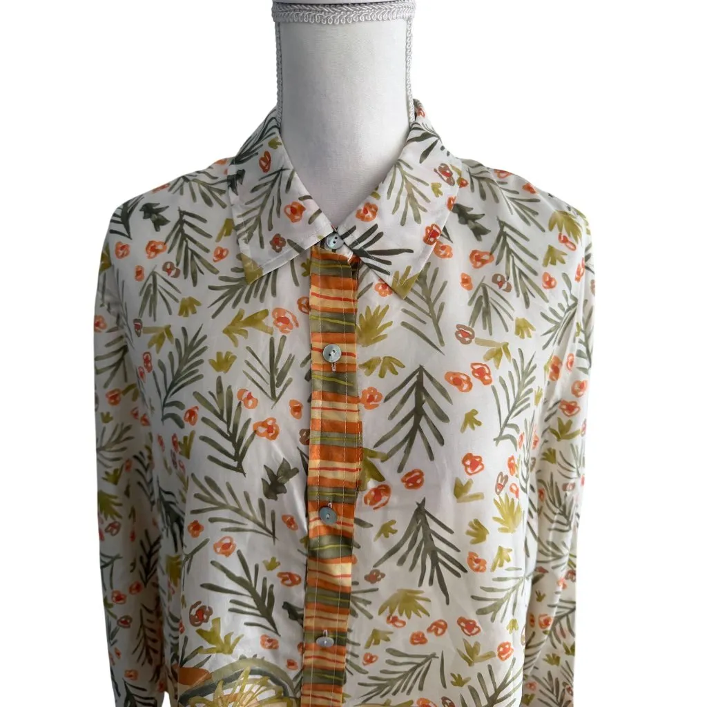 SIGRID OLSEN Collection 100% Silk Tropical Button Down Lightweight Blouse Sz 1X - Image 4