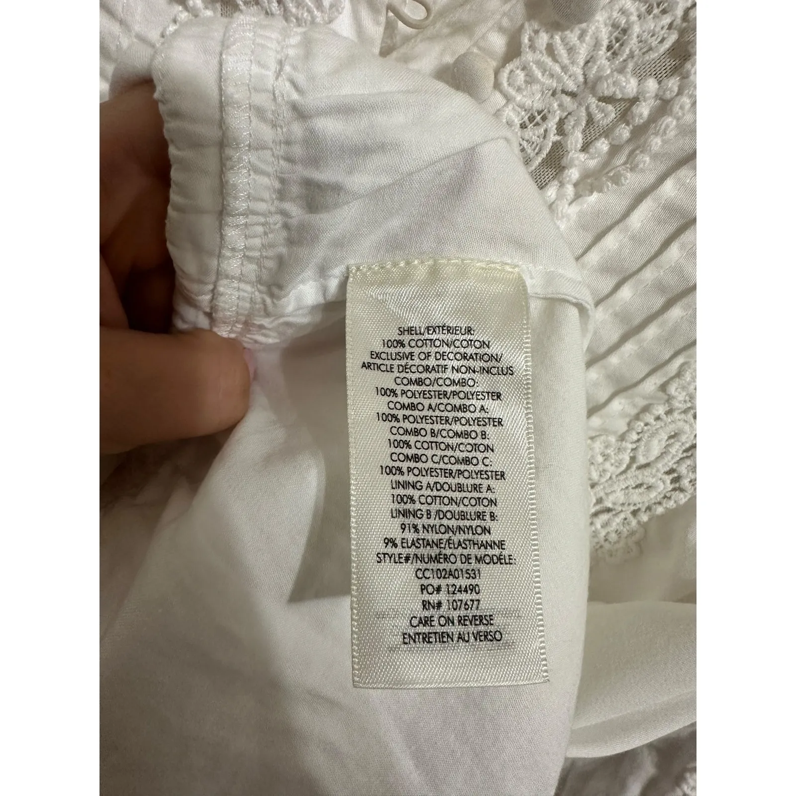 Alice + Olivia Mandarin collar‎ gathered tier off white mini dress size 8 lace - Image 6