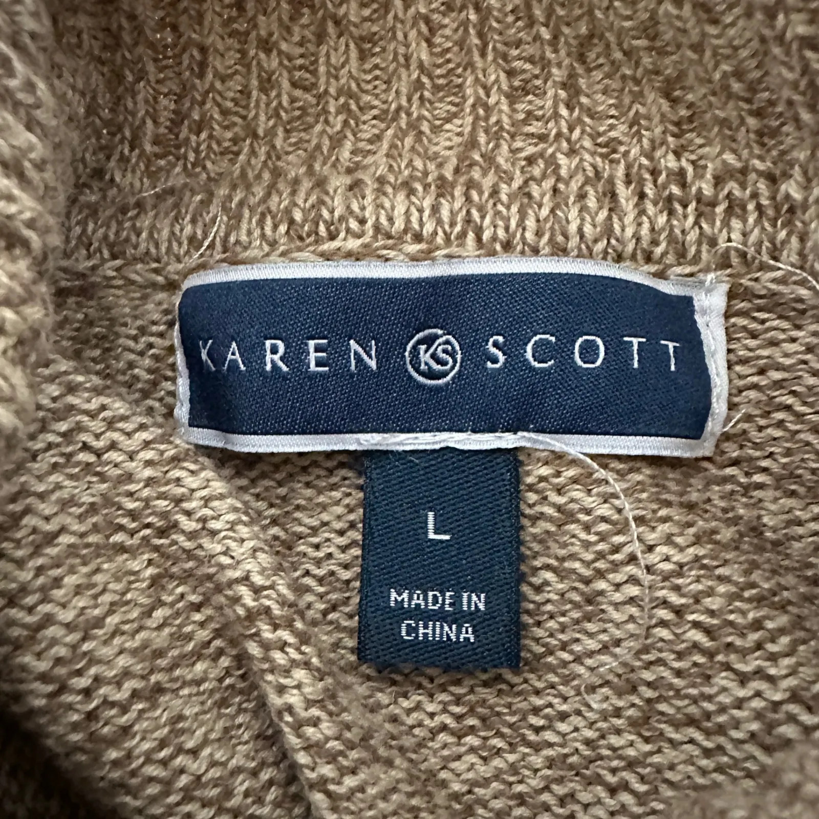 Karen Scott Tan Speckled Knit Turtleneck Sweater Women's Large Neutral Casual - Image 5