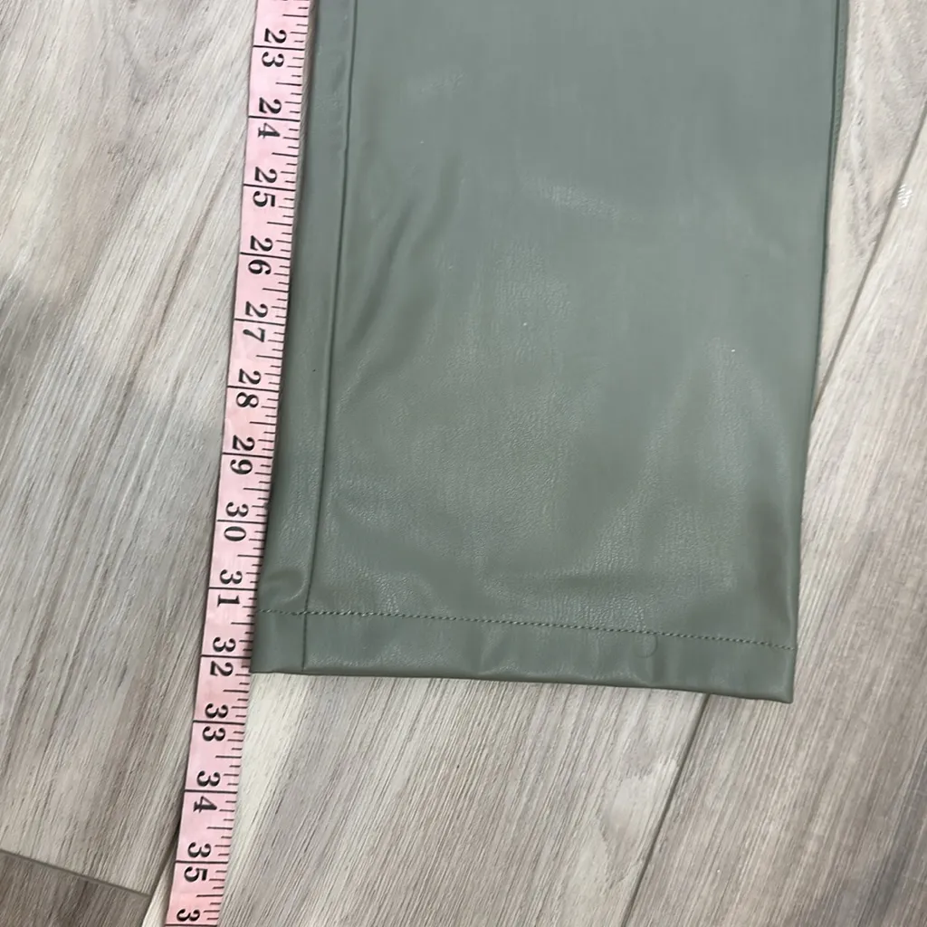 Zara faux leather sage high waisted pants size medium - Image 7