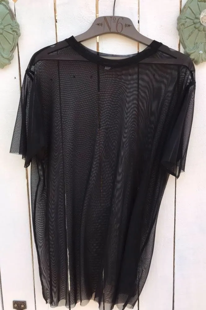 Silence + Noise Black Mesh Top - Image 2