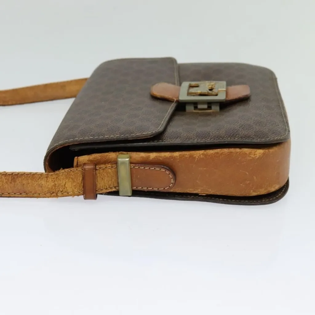 CELINE Macadam Canvas Shoulder Bag PVC Leather Brown Authentic - Image 12