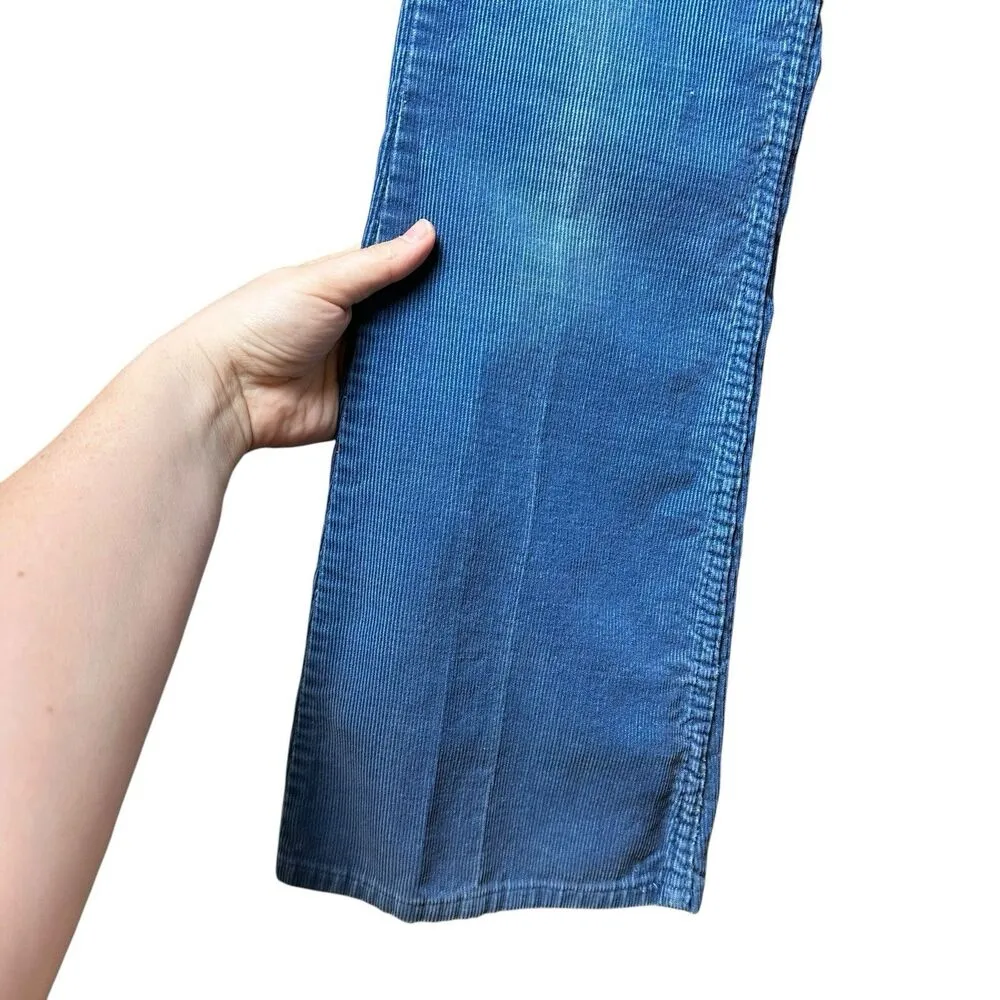 Vintage 70s Levi’s Flare Faded Blue Corduroy Talon Pants Women 28 Hippie Western - Image 7