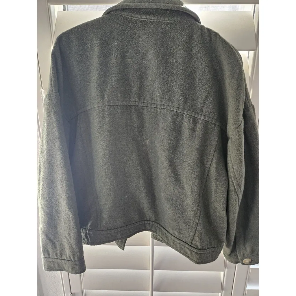 TIME & TRU Gray Cropped Shacket Jacket Size M Wool Blend Pockets Boho Size M - Image 3