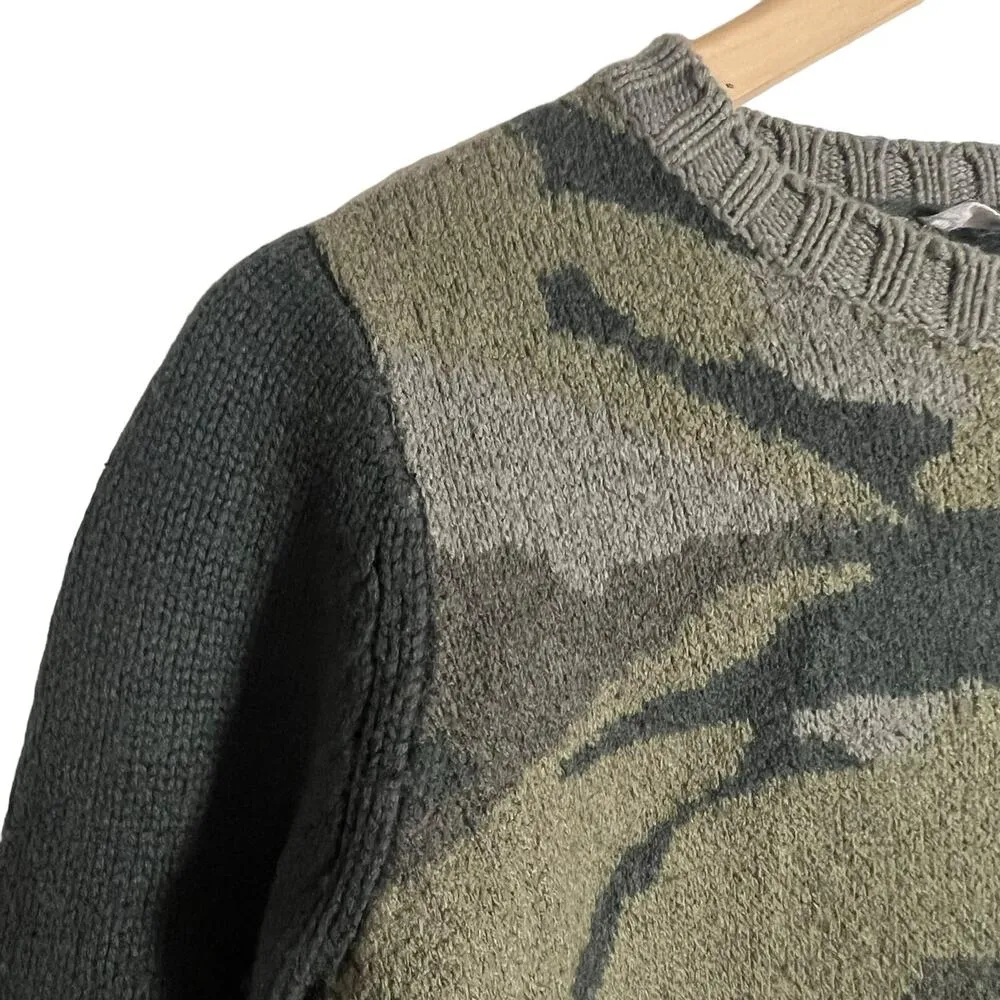 Splendid Mally Colorblock Green Camo Crewneck Sweater Size XS - Image 2