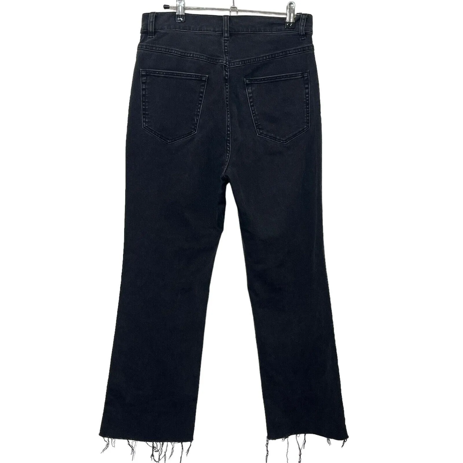 Rebecca Taylor  La Vie Jeans Women’s 29 Black Flare Glitter Stripe Fringe Hem - Image 5