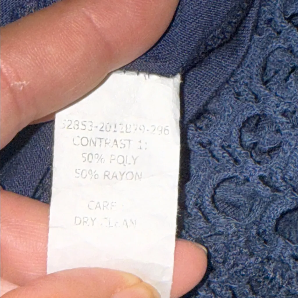 Navy Blue Crochet Dress Size M - Image 5