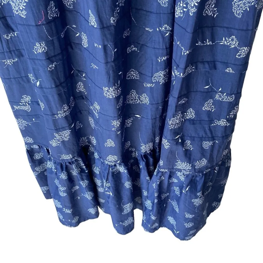 Band of Outsiders Blue Floral Print Long Tiered Maxi Dress size large UK 2 - Image 3