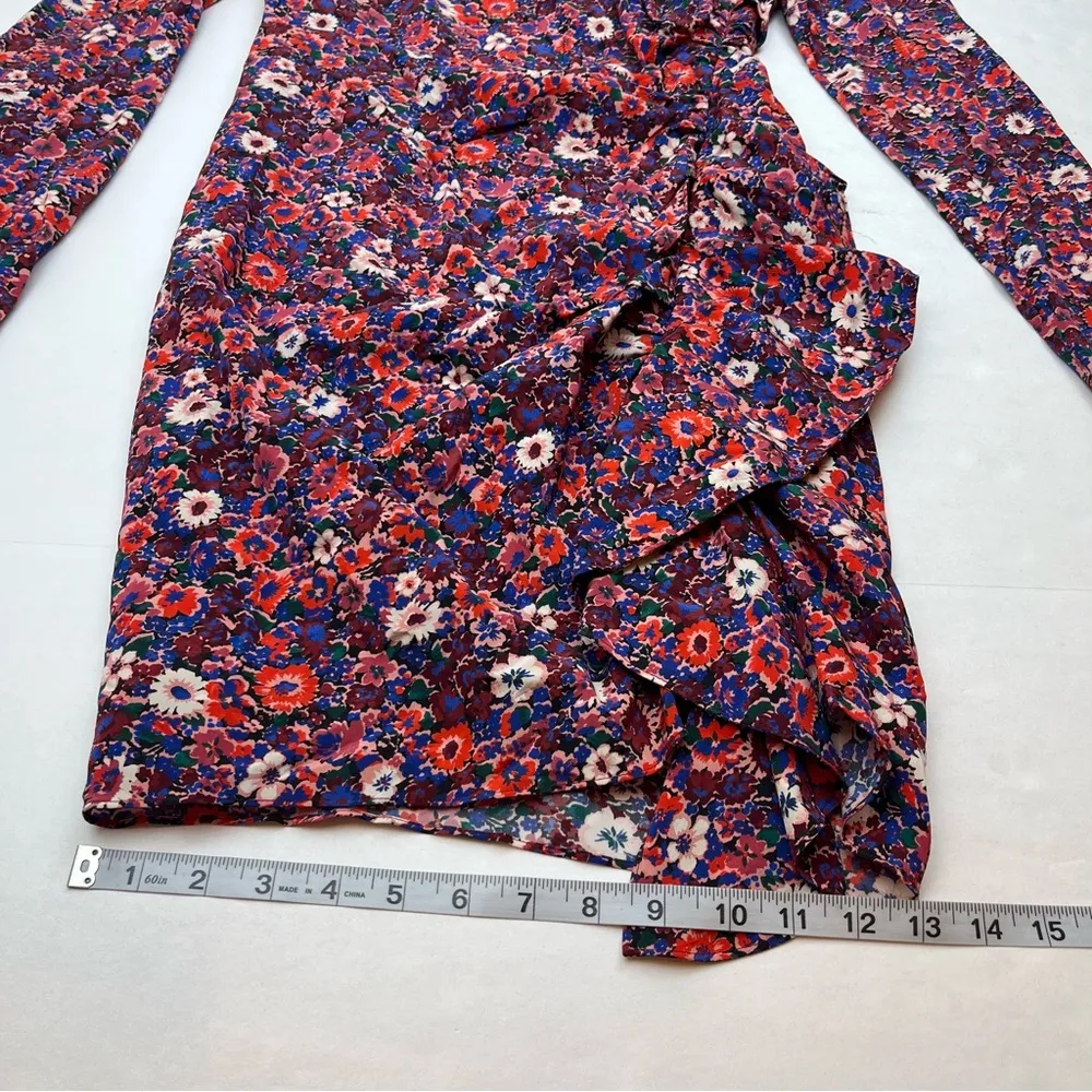 Veronica Beard Louella Berry Floral Print Silk-Satin Mini Dress 4 NEW *TINY FLAW - Image 15
