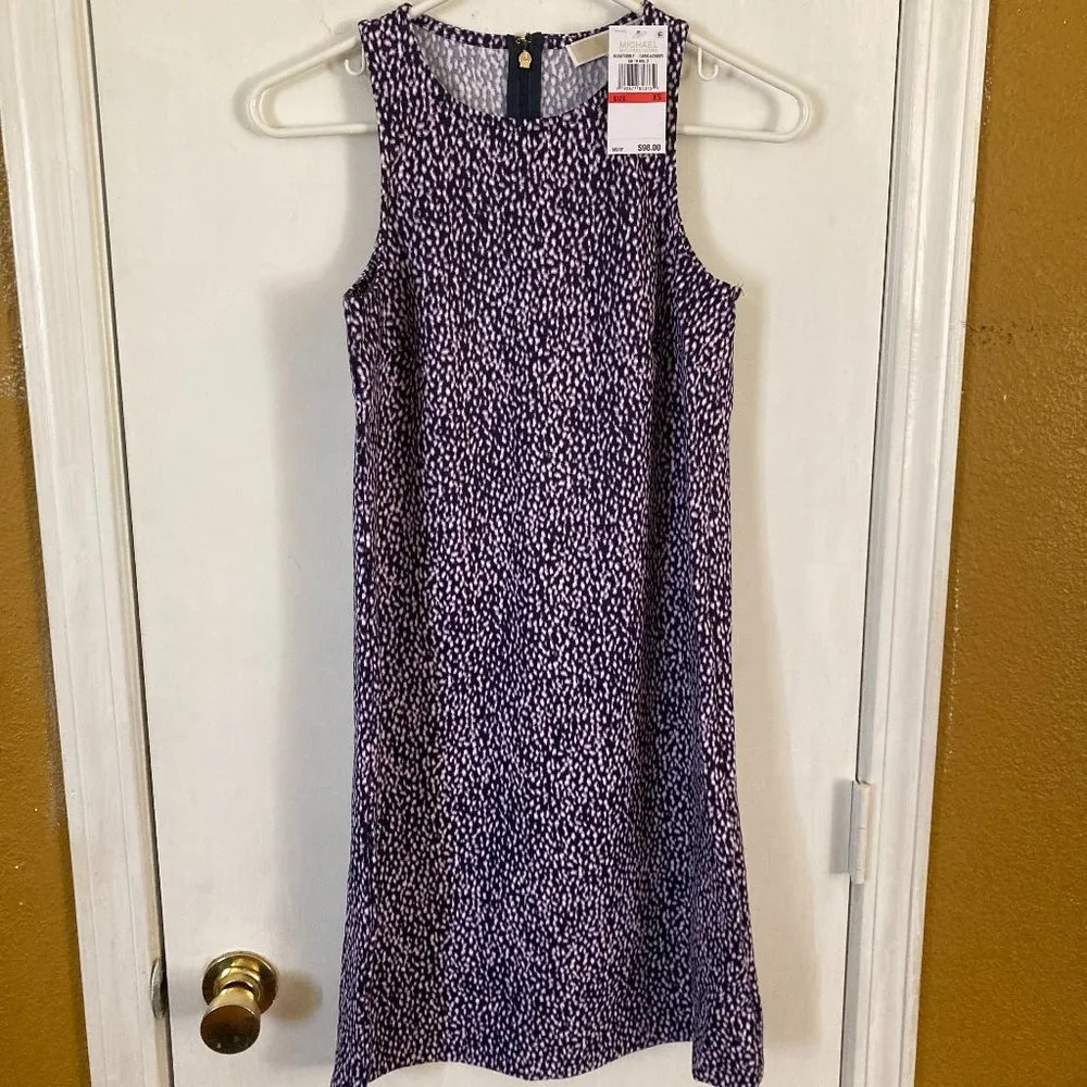 Michael Kors women's size XS dark lavender animal print super stretch tank dress - Image 6