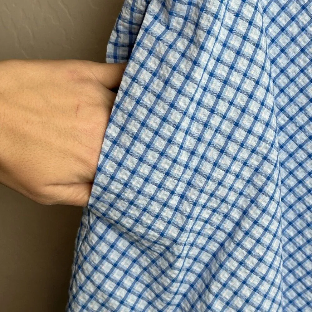 DRAPER JAMES Dress Womens Size 12 Seer Sucker Blue White Gingham Bow Front NWT - Image 9